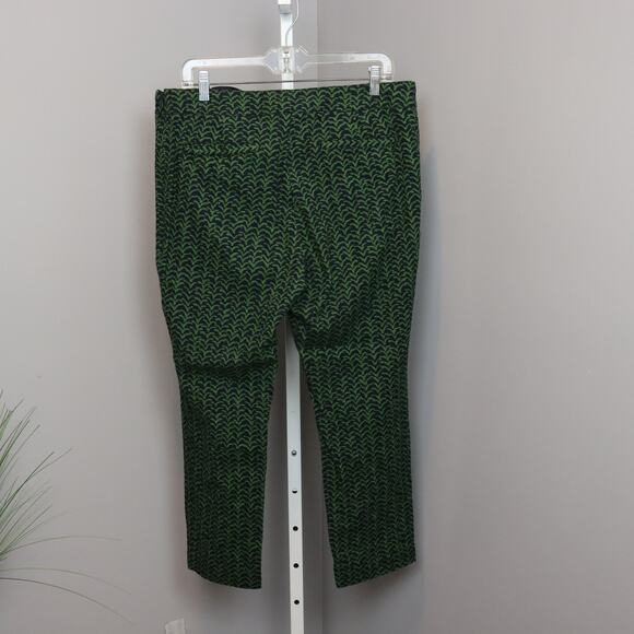 Cartonnier Slim Ankle Pants Navy Green Geometric Print Size 14 - Picture 2 of 3